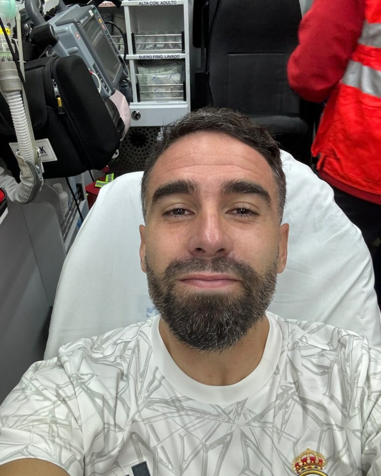 Selfie de Carvajal de dentro da ambulância