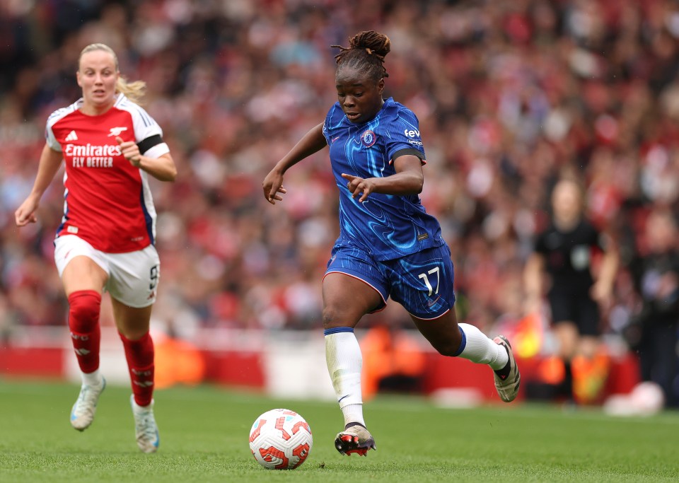 O versátil ala do Blues, Sandy Baltimore, foi um dos artilheiros do Chelsea contra o Arsenal