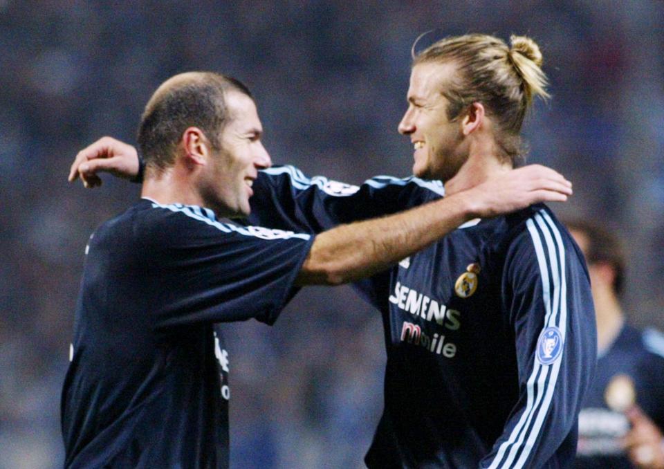 Zinedine Zidane, outro companheiro de Beckham no Real Madrid, também estava na equipe