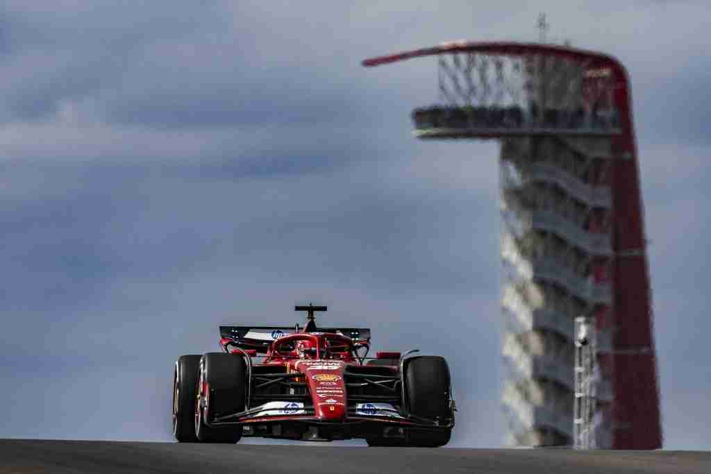 Charles Leclerc durante treinos do GP dos Estados Unidos de 2024 | Assessoria de Imprensa da Scuderia Ferrari