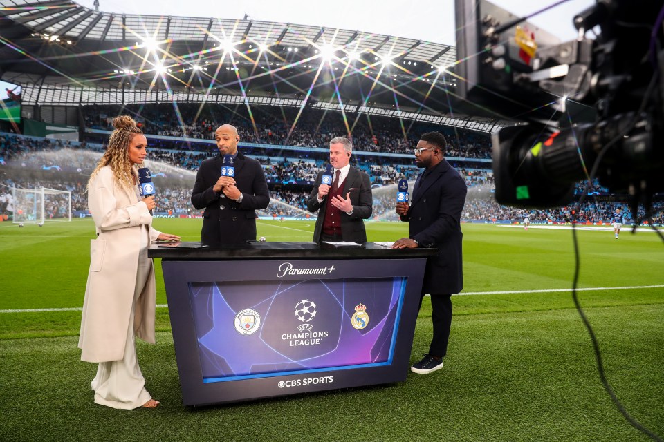 Carragher e Richards trabalham juntos na CBS com Thierry Henry e Kate Abdo