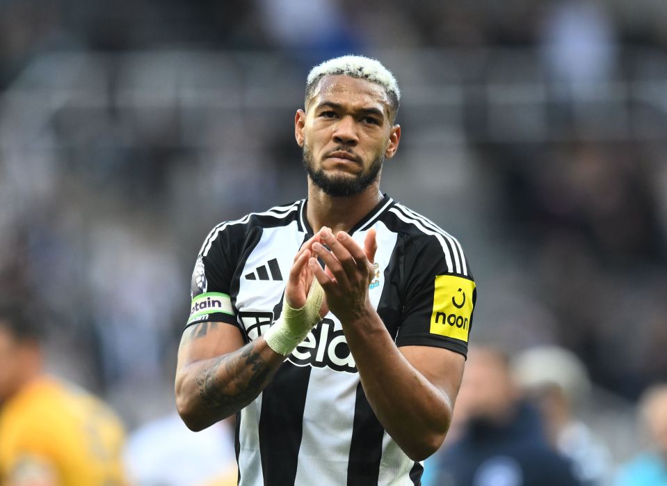 O ás do Newcastle, Joelinton, completa os cinco primeiros