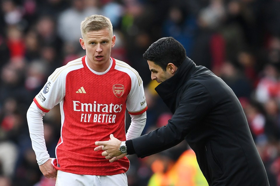 Oleksandr Zinchenko com o técnico Arteta