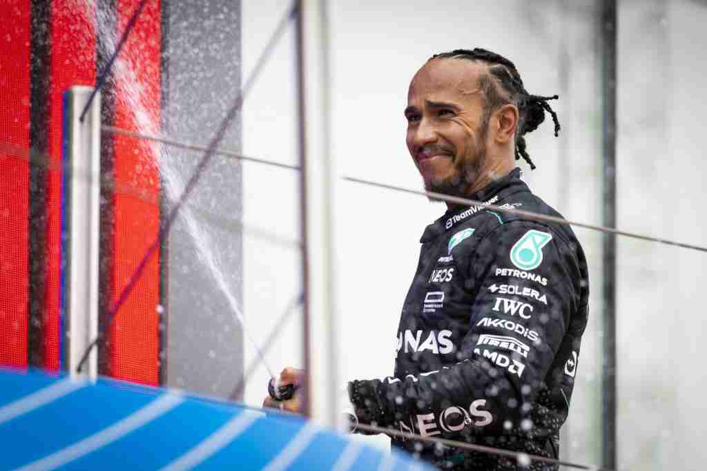 Lewis Hamilton comemora pódio no GP da Espanha de 2024 | Mercedes/Sam Bloxham