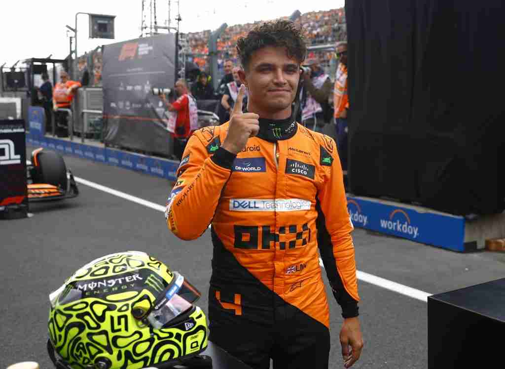 Lando Norris comemora pole position para GP da Holanda de 2024 | Equipe McLaren F1