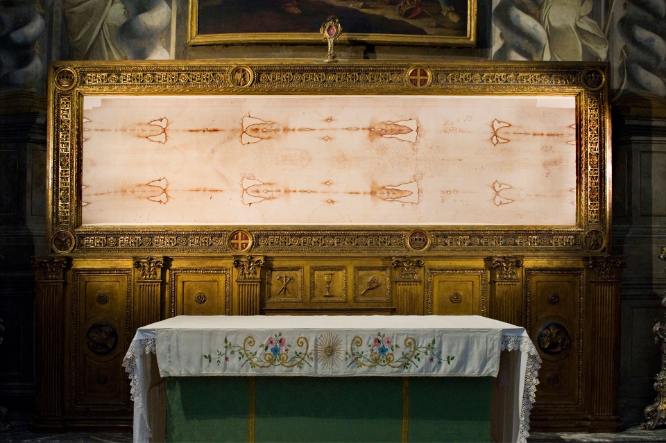 O Sudário na Catedral de San Giovanni Battista em Turim, Itália