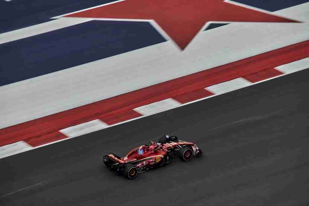 Charles Leclerc durante treinos do GP dos Estados Unidos de 2024 | Assessoria de Imprensa da Scuderia Ferrari