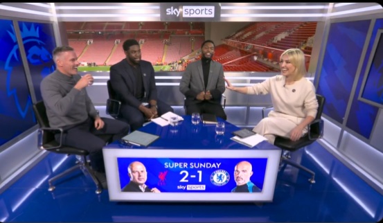 A apresentadora da Sky Sports, Kelly Cates, ordenou que Jamie Carragher e Micah Richards não trouxessem seu ‘bate-papo da CBS’