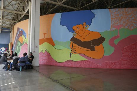 São Paulo SP 06/10/2023 - Especial Hip Hop -  Grafiteira Soberana Ziza no Centro Cultural da Juventude.  Foto Paulo Pinto/Agência Brasil