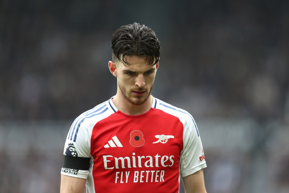 Declan Rice deve perder o confronto dos Gunners com o Inter de Milão