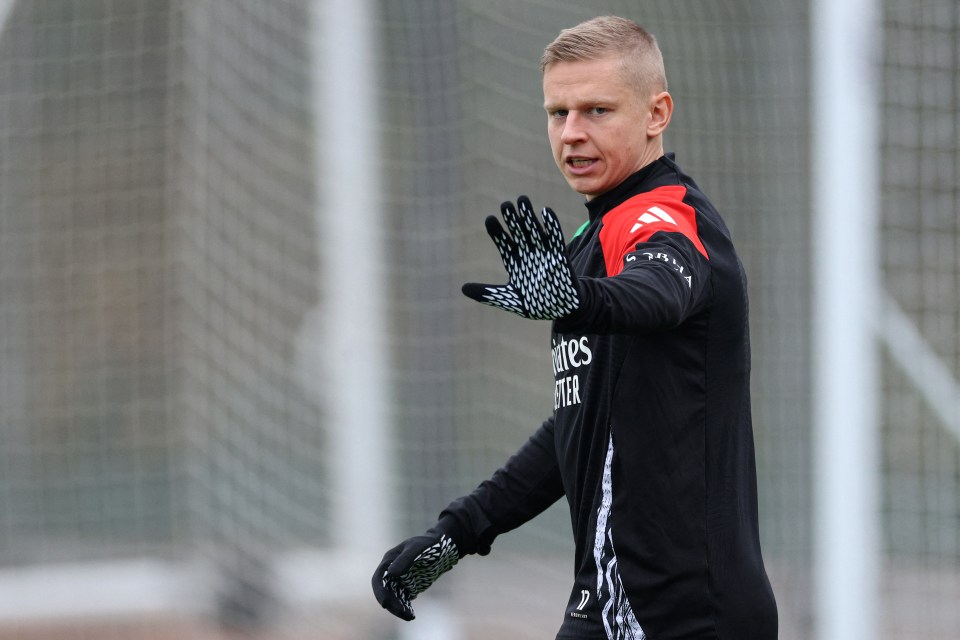 Zinchenko no treino do Arsenal