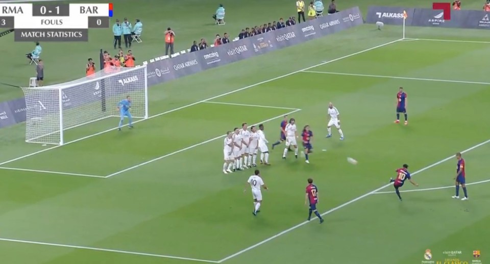 A lenda do Barça dobrou a vantagem em uma partida amistosa do El Clasico na quinta-feira