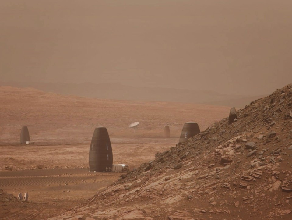 A esperança é que fabricar casas na Lua ou em Marte usando materiais locais seja mais barato do que transportar edifícios através do espaço.