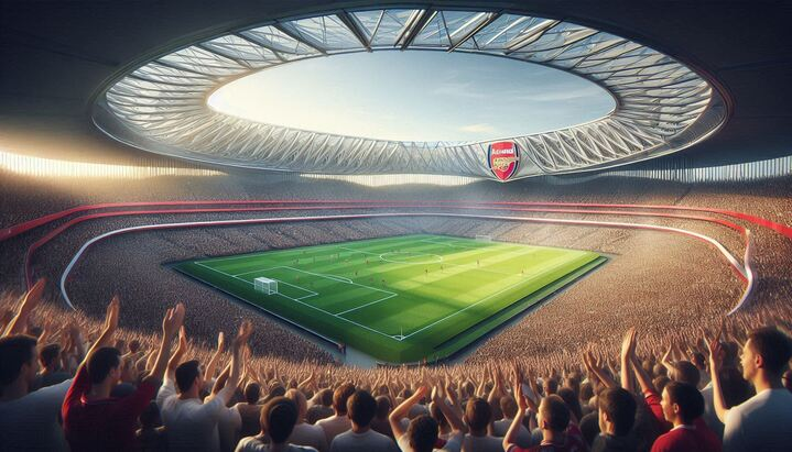 A impressão da IA ​​​​de como poderia ser um Emirates Stadium com 80.000 lugares