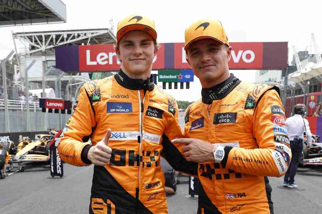 Oscar Piastri e Lando Norris comemoram dobradinha na classificação para o GP do Brasil Sprint de 2024 | Equipe McLaren F1