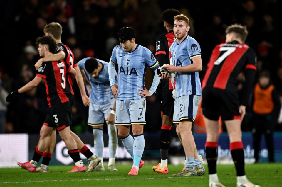 Son Heung-min e companhia foram derrotados na derrota por 1 a 0 em Bournemouth