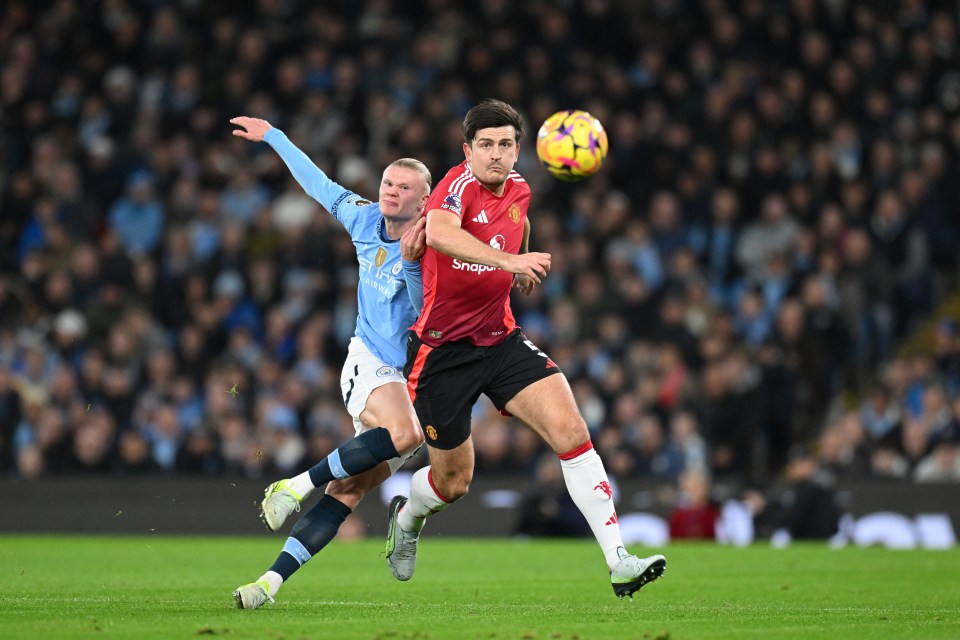 Harry Maguire levou a melhor sobre o atacante no Etihad Stadium