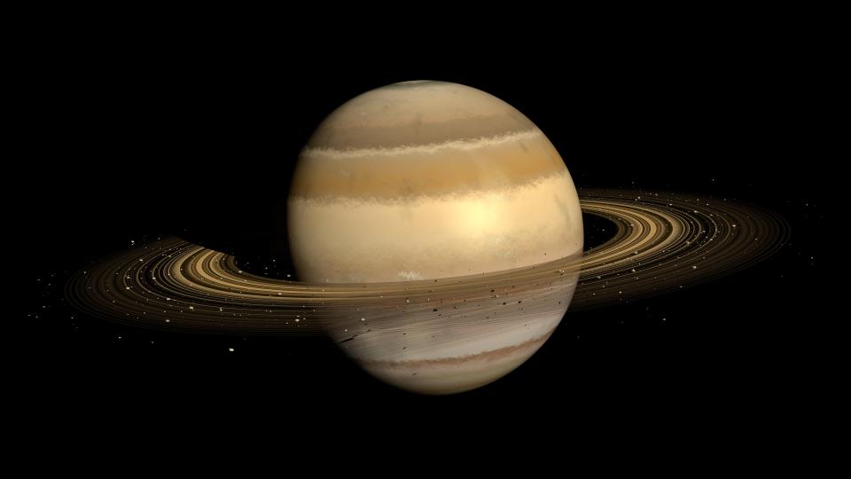 Ilustração de Saturno e seus anéis.